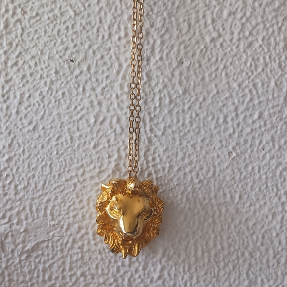 18 Kt Gold Plated Judith Leiber Lion Necklace Pin - Picture 7 of 12